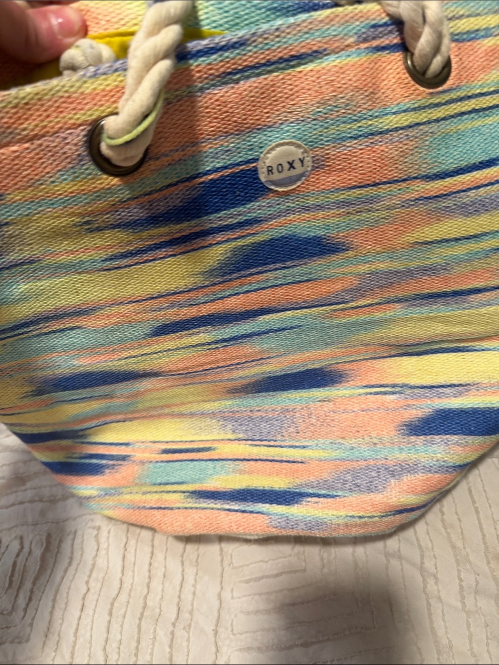 Roxy Pastel Stripe Canvas Tote with Rope Handles